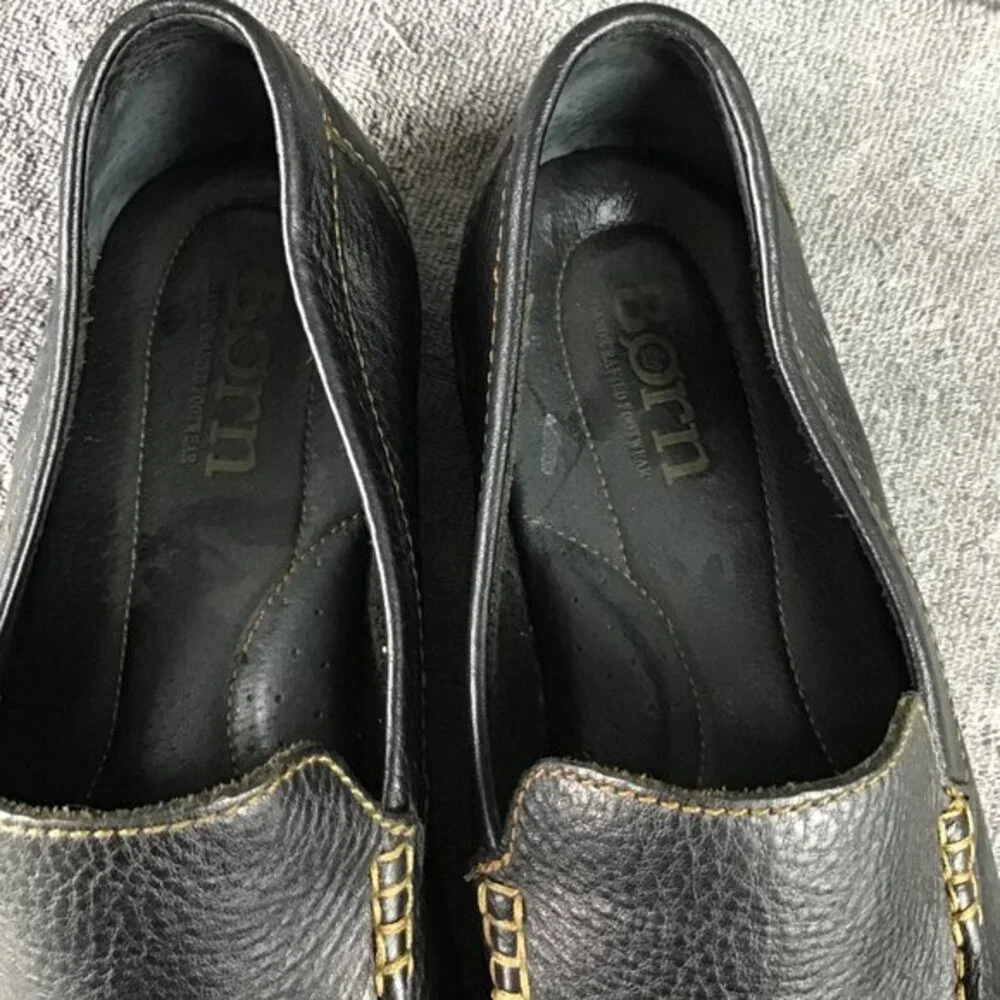 Borns Black Leather‎ Men's Slip On Shoes 11.5 M/W
